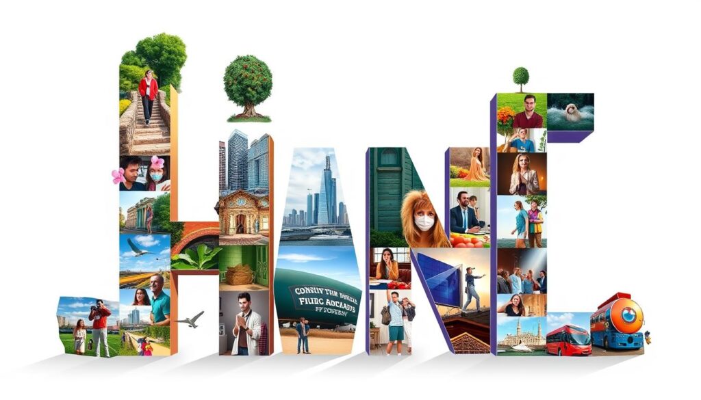 Collage de fotos con letras