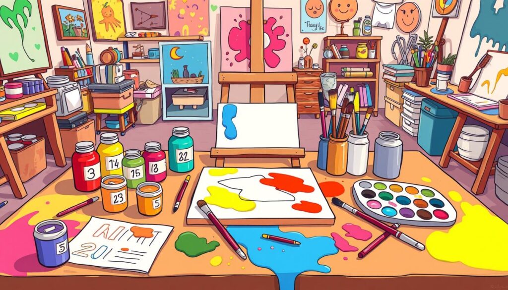 Materiales incluidos en el kit de pinta por números