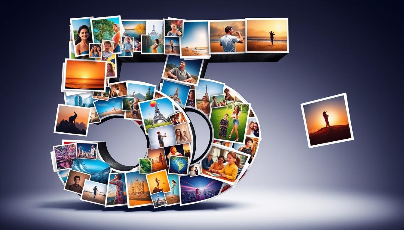 como hacer un collage de fotos en forma de numeros